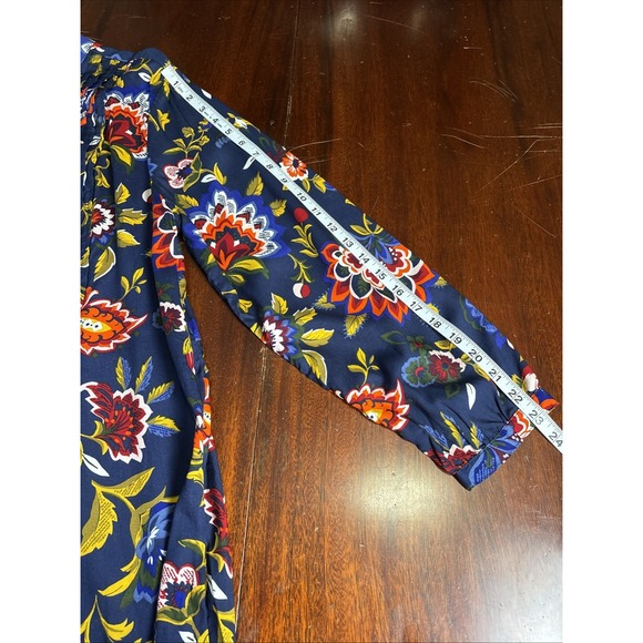 Old Navy Cottage Floral‎ Tunic Dress XL Blue Peasant Boho Flowy Long Sleeve - Picture 6 of 6